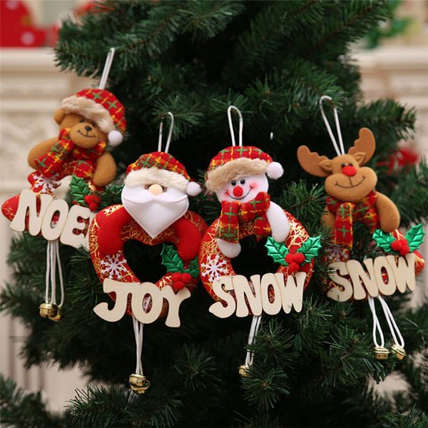 

2018 merry christmas pendant santa claus snowman tree toy doll hang decorations fireplace window christmas party hanging 4