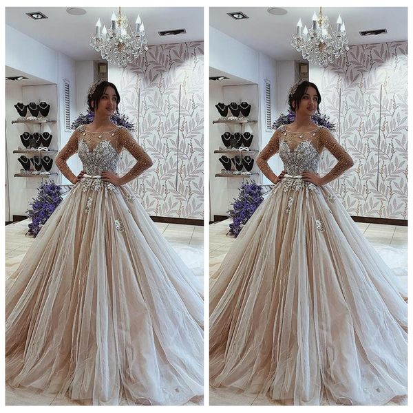 sheer long sleeves lace appliques a-line wedding dresses 2020 bridal gowns vintage formal tulle chapel train garden spring vestidos de marie, White
sheer long sleeves lace appliques a-line wedding dresses 2020 bridal gowns vintage formal tulle chapel train garden spring vestidos de marie, White
