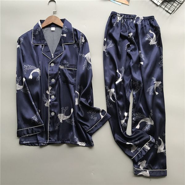 men pajamas nightwear simulation silk pajamas lingerie print long sleeve long sleep pants set mens silk sleepwear pyjama homme, Black;brown
men pajamas nightwear simulation silk pajamas lingerie print long sleeve long sleep pants set mens silk sleepwear pyjama homme, Black;brown