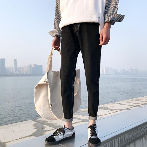 men's new fashion trend casual pants slim fit straight high elasticity feet jeans loose blue/black color brand trousers28-42
men's new fashion trend casual pants slim fit straight high elasticity feet jeans loose blue/black color brand trousers28-42
