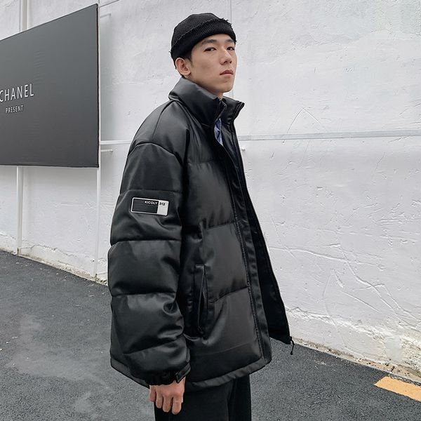 2019 winter new korean version of the trend loose solid color stand collar pu leather thickening casual cotton suit, Black
2019 winter new korean version of the trend loose solid color stand collar pu leather thickening casual cotton suit, Black