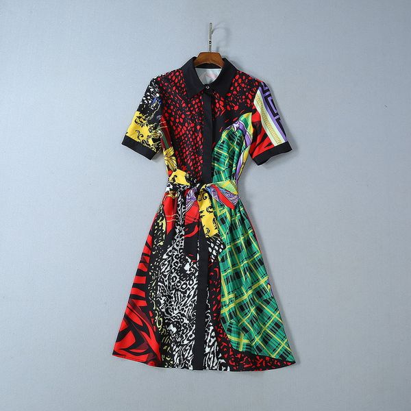 european and american women's summer 2019 new style restoring ancient ways is printed fashion short sleeve lapel dress, Black;gray
european and american women's summer 2019 new style restoring ancient ways is printed fashion short sleeve lapel dress, Black;gray