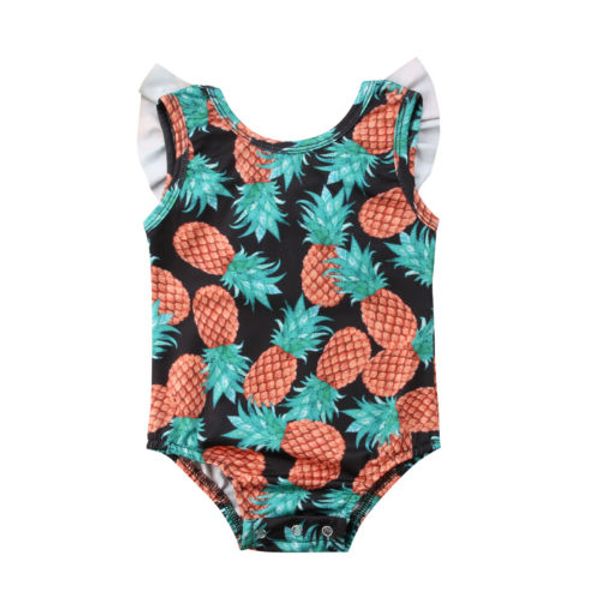 Pineapple Print Baby Girls Cute Summer Cotton Bodysuit Babygrows Clothing 0-24M