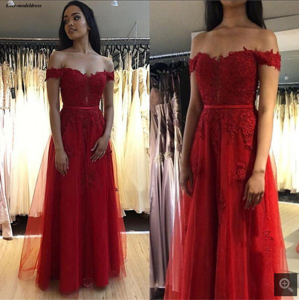 robe de soiree red tulle off the shoulder formal evening dresses 2019 lace appliques beaded a-line special occasion gowns evening gowns, Black;red
robe de soiree red tulle off the shoulder formal evening dresses 2019 lace appliques beaded a-line special occasion gowns evening gowns, Black;red