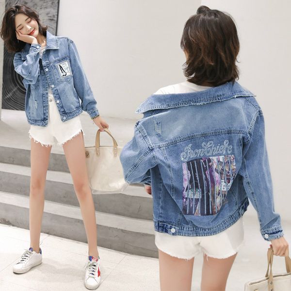 new style fashion women korean hole printed short type jeans coats denim jackets, Black;brown
new style fashion women korean hole printed short type jeans coats denim jackets, Black;brown