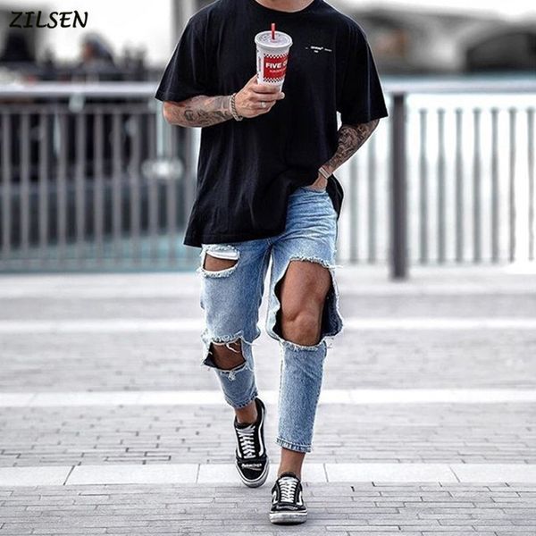 2019 new jeans mens ripped fashion hip hop biker jeans casual denim pants streetwear trousers harajuku pants, Blue
2019 new jeans mens ripped fashion hip hop biker jeans casual denim pants streetwear trousers harajuku pants, Blue