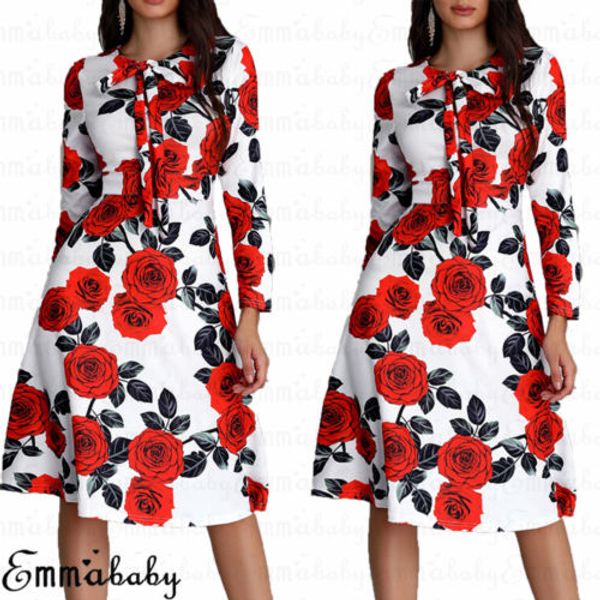 new red floral dress women floral tie neck long sleeve empire a line dress wedding party evening lady fashion casual work, Black;gray
new red floral dress women floral tie neck long sleeve empire a line dress wedding party evening lady fashion casual work, Black;gray