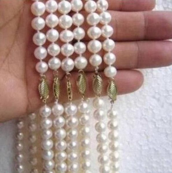 wholesale noble 6 pieces 7-8mm white akoya pearl necklace, Silver 
wholesale noble 6 pieces 7-8mm white akoya pearl necklace, Silver