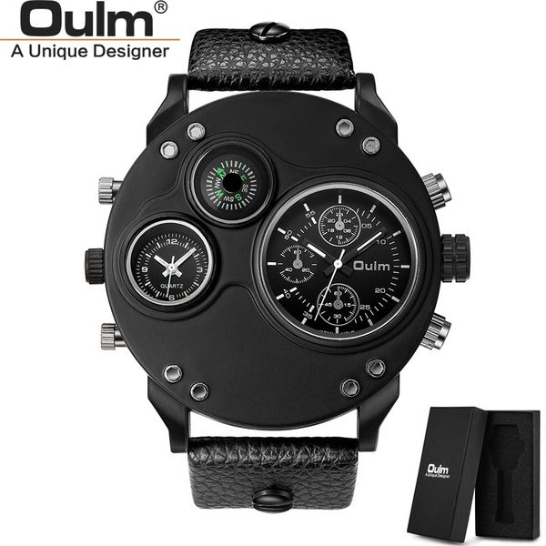 oulm unique men's watches two time zone quartz wristwatch 3d big face casual male sport watch relogio masculino, Slivery;brown
oulm unique men's watches two time zone quartz wristwatch 3d big face casual male sport watch relogio masculino, Slivery;brown