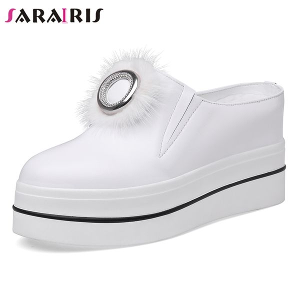 sarairis 2019 new metal fur decoration slip on platform shoes genuine leather shoes woman casual wedges women size 32-40, Black
sarairis 2019 new metal fur decoration slip on platform shoes genuine leather shoes woman casual wedges women size 32-40, Black