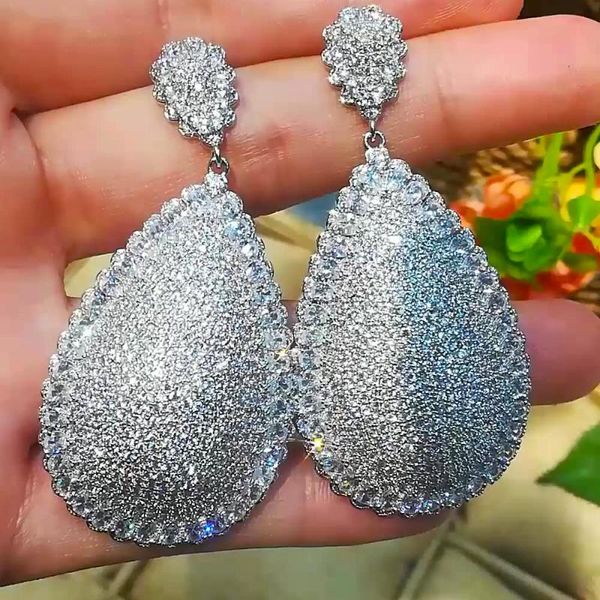 missvikki gorgeous waterdrop pendant dangle earrings wedding accessories earrings lady bridal zircon, Silver