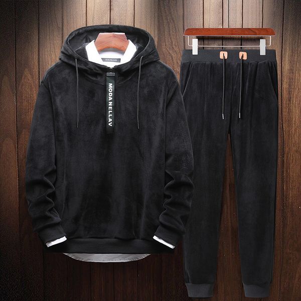brushed and thick gold velvet casual sweatshirt sports set fall and winter clothes two-piece set fashion man, Black
brushed and thick gold velvet casual sweatshirt sports set fall and winter clothes two-piece set fashion man, Black