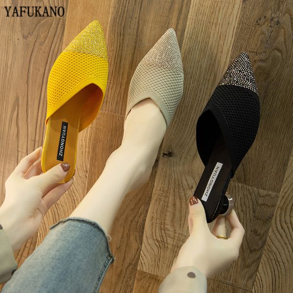 summer knitted elastic mesh women slippers rhinestones pointed toe slides spike heels mules high heel sets semi, Black
summer knitted elastic mesh women slippers rhinestones pointed toe slides spike heels mules high heel sets semi, Black