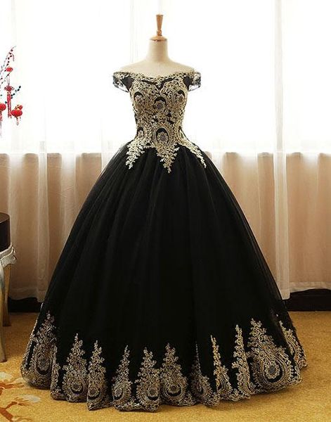 fitted ball gown black prom dresses off the shoulder gold appliques floor length tulle arabic evening dress plus size quinceanera dresses
fitted ball gown black prom dresses off the shoulder gold appliques floor length tulle arabic evening dress plus size quinceanera dresses
