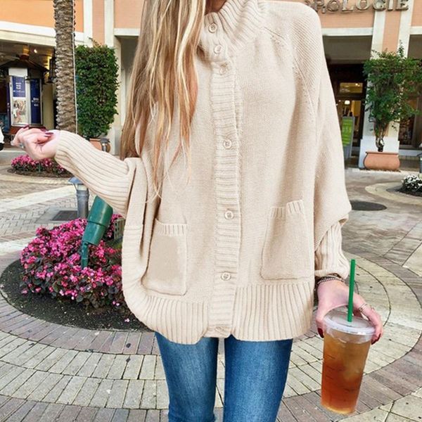 polyester daily home sweater loose half high collar outwear knitting bat sleeve shopping soft women cardigan front button casual, White
polyester daily home sweater loose half high collar outwear knitting bat sleeve shopping soft women cardigan front button casual, White