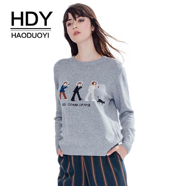 hdy haoduoyi brand 2017 new in gray cartoon print sweaters sweet loose knitted female preppy style lady pullovers sweaters, White;black
hdy haoduoyi brand 2017 new in gray cartoon print sweaters sweet loose knitted female preppy style lady pullovers sweaters, White;black