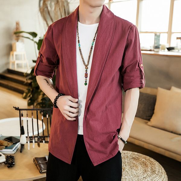 ewq 2019 new arrival spring men vintage turn-down collar jacket casual solid long sleeve loose shirt blouse for male hd601, Black;brown
ewq 2019 new arrival spring men vintage turn-down collar jacket casual solid long sleeve loose shirt blouse for male hd601, Black;brown