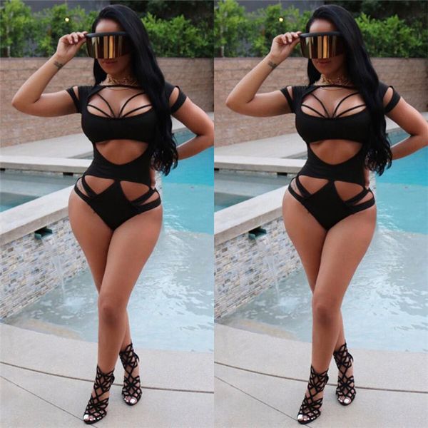 summer womens designer swimsuits solid color short sleeve hollow out bandage style one piece swimwear female clothing, White;black
summer womens designer swimsuits solid color short sleeve hollow out bandage style one piece swimwear female clothing, White;black