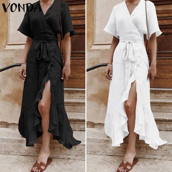 vonda 2020 women dress plus size summer v neck split party maxi long dresses casual loose beach holiday bohemian vestidos, Black;gray
vonda 2020 women dress plus size summer v neck split party maxi long dresses casual loose beach holiday bohemian vestidos, Black;gray