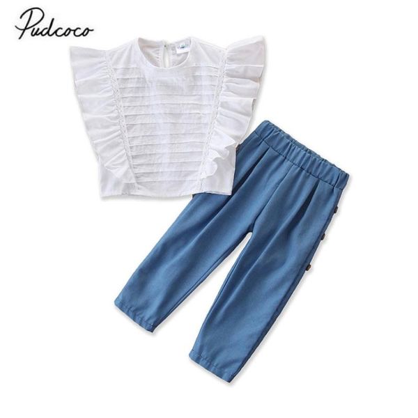 2020 baby summer clothing 1-6t infant kids baby girls 2pcs set clothes layered shirts buttons pants solid outfits, White
2020 baby summer clothing 1-6t infant kids baby girls 2pcs set clothes layered shirts buttons pants solid outfits, White