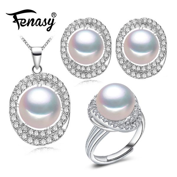 fenasy 2019 new fashion natural pearl jewelry sets 925 sterling silver ring pendant necklace for women stud earrings 8-9mm, Black
fenasy 2019 new fashion natural pearl jewelry sets 925 sterling silver ring pendant necklace for women stud earrings 8-9mm, Black