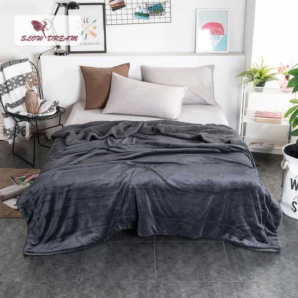 slowdream thick sherpa throw dark gray blanket weighted flannel fleece blanket queen king all season for bed or couch 1pcs