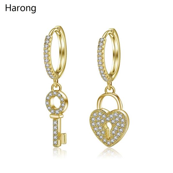 new fashion copper zircon crystal jewelry hoop earrings creative love lock key earrings for woman aesthetic wedding jewelry gift, Golden;silver
new fashion copper zircon crystal jewelry hoop earrings creative love lock key earrings for woman aesthetic wedding jewelry gift, Golden;silver