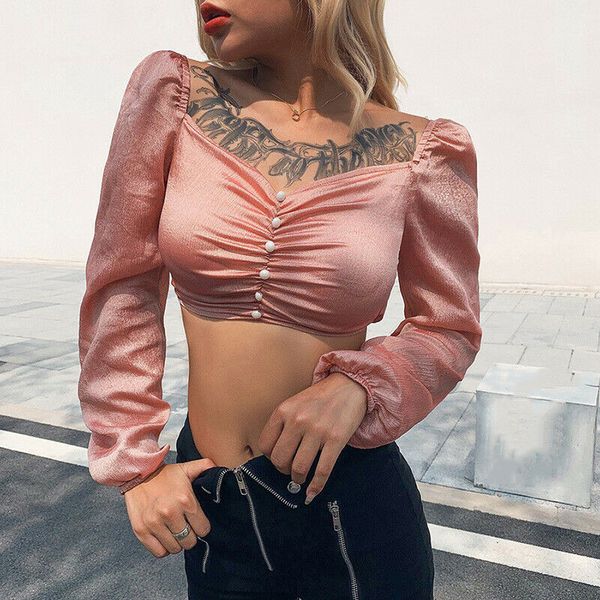 women's blouses & shirts fashion womens and elegant puff long sleeve off shoulder crop shirt ladies party club streetwear, White
women's blouses & shirts fashion womens and elegant puff long sleeve off shoulder crop shirt ladies party club streetwear, White