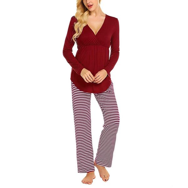 2019 maternity pajama set pregnant women long sleeve v-neck breastfeeding t-shirt adjustable stripe pants pajamas, White
2019 maternity pajama set pregnant women long sleeve v-neck breastfeeding t-shirt adjustable stripe pants pajamas, White