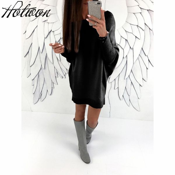 2018 autumn winter dress women o neck solid knitted dress female casual straight loose dress, Black;gray
2018 autumn winter dress women o neck solid knitted dress female casual straight loose dress, Black;gray