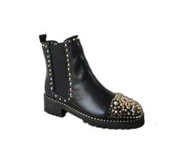 women's leather low-heeled boots, rivet round head and handsome martin boots, size: 35-40, black
women's leather low-heeled boots, rivet round head and handsome martin boots, size: 35-40, black
