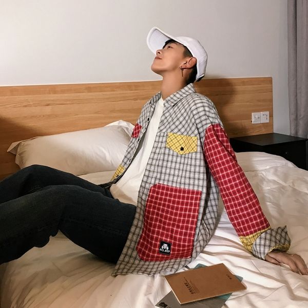 2019 spring and summer new stitching lattice casual trend men's shirt loose large size -3xl camiseta camisas masculina fashion, White;black
2019 spring and summer new stitching lattice casual trend men's shirt loose large size -3xl camiseta camisas masculina fashion, White;black
