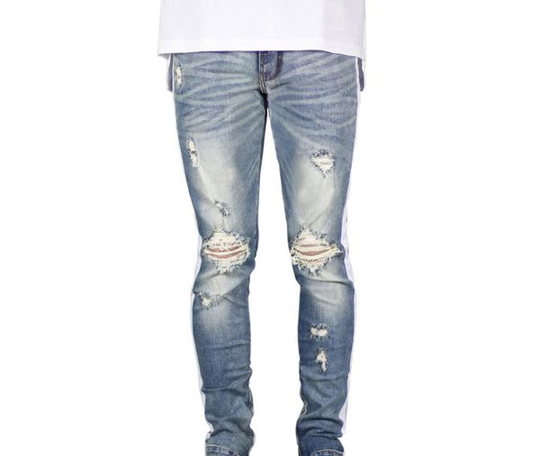 mens jeans clothing fashion style spring new fashion long zipper pencil pants pantalones, Blue