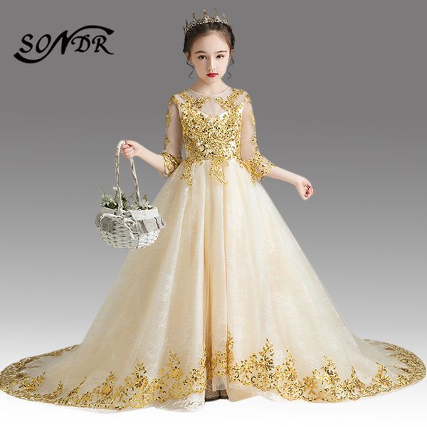 girl's dresses champagne flower girl dress for weddings ht074 elegant o-neck long floral shining sequin girls ball gowns 2021, Red;yellow
girl's dresses champagne flower girl dress for weddings ht074 elegant o-neck long floral shining sequin girls ball gowns 2021, Red;yellow