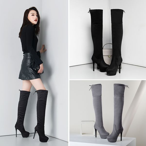 woman's stretch boots shoes fashion women over the knee boots autumn winter ultra high heels thigh high plus size 34-43, Black
woman's stretch boots shoes fashion women over the knee boots autumn winter ultra high heels thigh high plus size 34-43, Black
