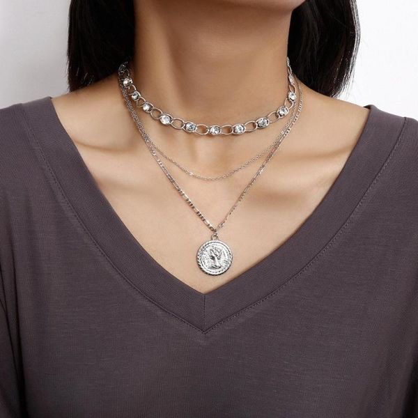 2020 fashion crystal chain with coin pendant necklace for women statement multi layer necklace trendy jewelry female gift, Silver
2020 fashion crystal chain with coin pendant necklace for women statement multi layer necklace trendy jewelry female gift, Silver