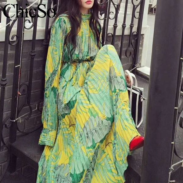 missychilli pleated floral chiffon long sleeve dress women elegant green bohu dress festa female spring summer party beach dress, Black;pink
missychilli pleated floral chiffon long sleeve dress women elegant green bohu dress festa female spring summer party beach dress, Black;pink