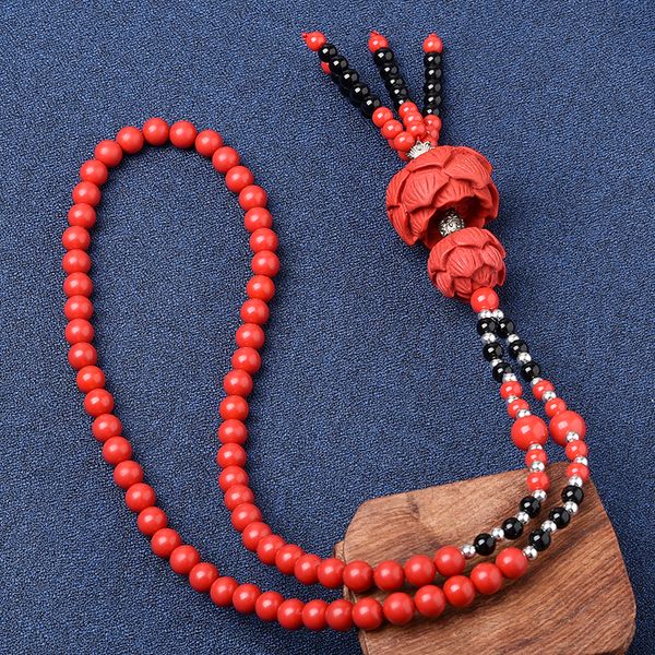 having two deep red crimson flowers pendant mashup red and black balls 8 mm customized synthesis coral necklace, Silver
having two deep red crimson flowers pendant mashup red and black balls 8 mm customized synthesis coral necklace, Silver