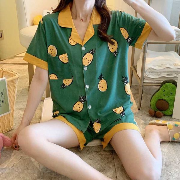 2020 summer women's lapel pajamas printed suit short-sleeved pants sleepwear casual home service pijamamujer home service, Black;red
2020 summer women's lapel pajamas printed suit short-sleeved pants sleepwear casual home service pijamamujer home service, Black;red