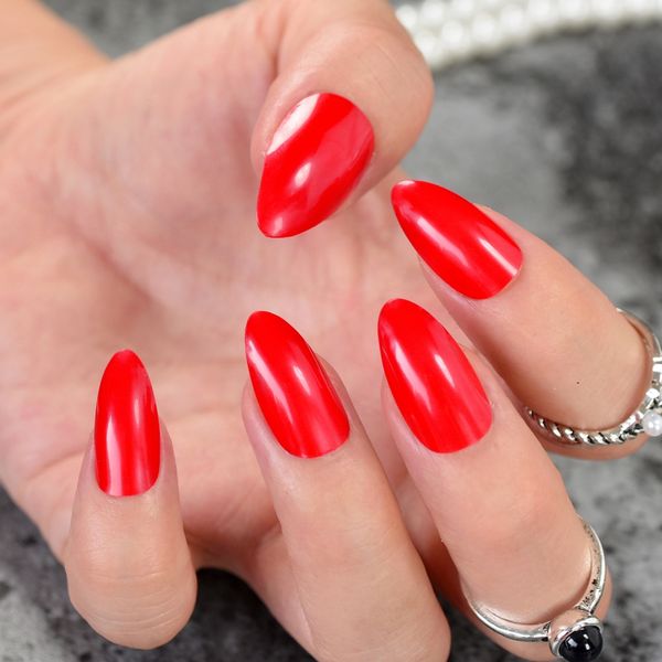 stiletto nail tips oval sharp end false nails red faux ongles waterdrop shape fake nails tips full cover artificial nail, Red;gold
stiletto nail tips oval sharp end false nails red faux ongles waterdrop shape fake nails tips full cover artificial nail, Red;gold