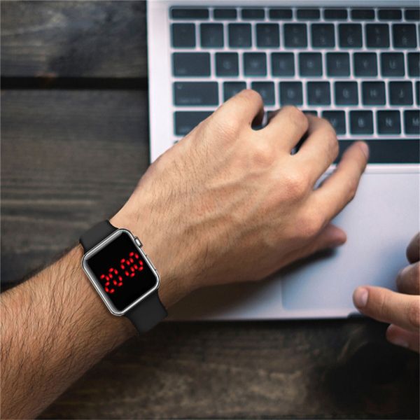 square mirror face silicone band digital watch red led watches metal frame wrist sport clock hours electroplated sports electronic watch, Slivery;black
square mirror face silicone band digital watch red led watches metal frame wrist sport clock hours electroplated sports electronic watch, Slivery;black