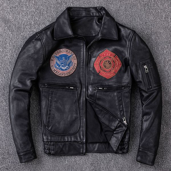 genuine leather jacket men air force flight suit vegetable tanned goatskin motorcycle biker clothing slim short leather coat, Black
genuine leather jacket men air force flight suit vegetable tanned goatskin motorcycle biker clothing slim short leather coat, Black