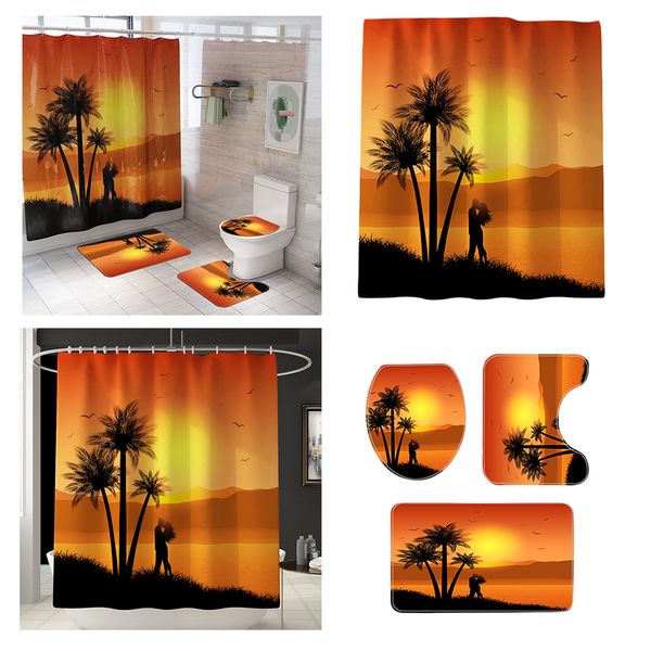 set of 4pcs shower curtain + bathmat + toilet pedestal mat + toilet lid cover, made of polyester fabric
set of 4pcs shower curtain + bathmat + toilet pedestal mat + toilet lid cover, made of polyester fabric