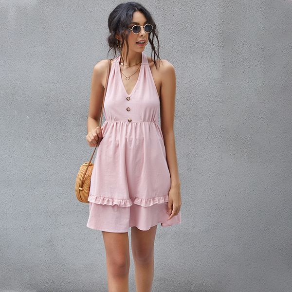 and the united states cross border popular amazon single breasted agaric strap backless dress in summer 2020, White;black
and the united states cross border popular amazon single breasted agaric strap backless dress in summer 2020, White;black