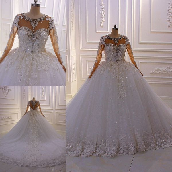 2020 vintage long sleeves ball gown dubai wedding dresses sheer crew neck lace appliques beaded vestios de novia bridal gowns with buttons, White
2020 vintage long sleeves ball gown dubai wedding dresses sheer crew neck lace appliques beaded vestios de novia bridal gowns with buttons, White