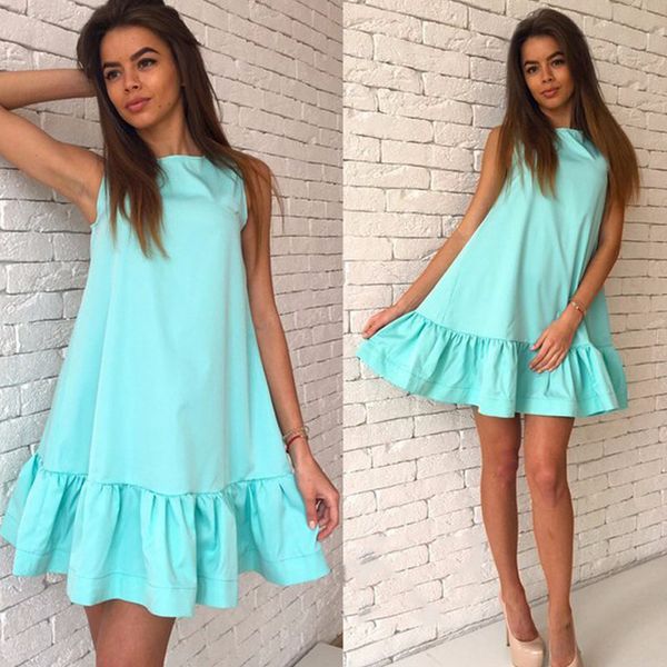summer solid women dresses a-line sleeveless ruffles loose elegant dress sweet fashion casual mini beach dresses vestidos ld57, Black;gray
summer solid women dresses a-line sleeveless ruffles loose elegant dress sweet fashion casual mini beach dresses vestidos ld57, Black;gray