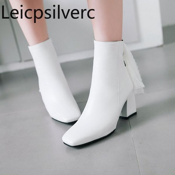 women's boots winter the new fashion square head lace lace-up thick heel high heel short tube women's shoes plus size 32-48, Black
women's boots winter the new fashion square head lace lace-up thick heel high heel short tube women's shoes plus size 32-48, Black