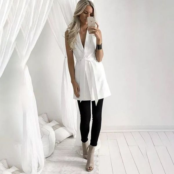 nlw white black long vest blazer women notched sleeveless summer blazer dress 2019 elegant formal office waistcoat jacket, Black;white
nlw white black long vest blazer women notched sleeveless summer blazer dress 2019 elegant formal office waistcoat jacket, Black;white