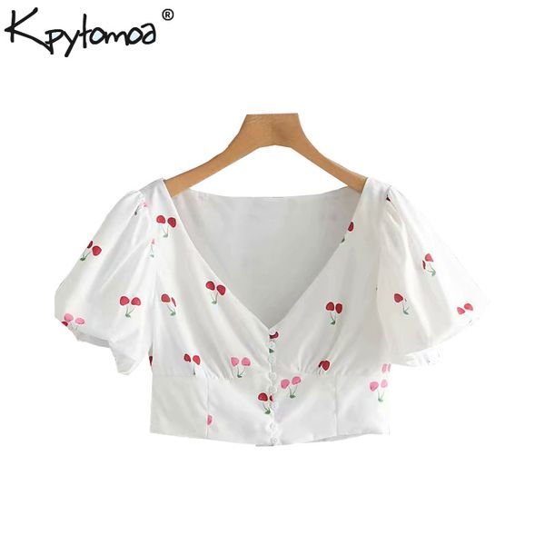 vintage sweet cherry print buttons crop women blouses 2019 fashion v neck short sleeve ladies shirts casual blusas mujer, White
vintage sweet cherry print buttons crop women blouses 2019 fashion v neck short sleeve ladies shirts casual blusas mujer, White