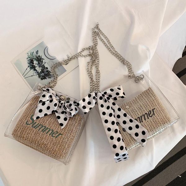 silk bandage transparent+straw bag women pvc clear bag fashion designer's shoulder handbag chain crossbody messenger#h20
silk bandage transparent+straw bag women pvc clear bag fashion designer's shoulder handbag chain crossbody messenger#h20